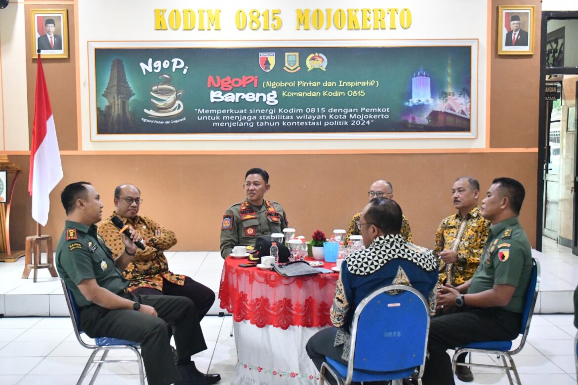 Ngopi Bareng Dandim 0815/Mojokerto & Pemkot : Perkuat Sinergitas Jaga Stabilitas Wilayah