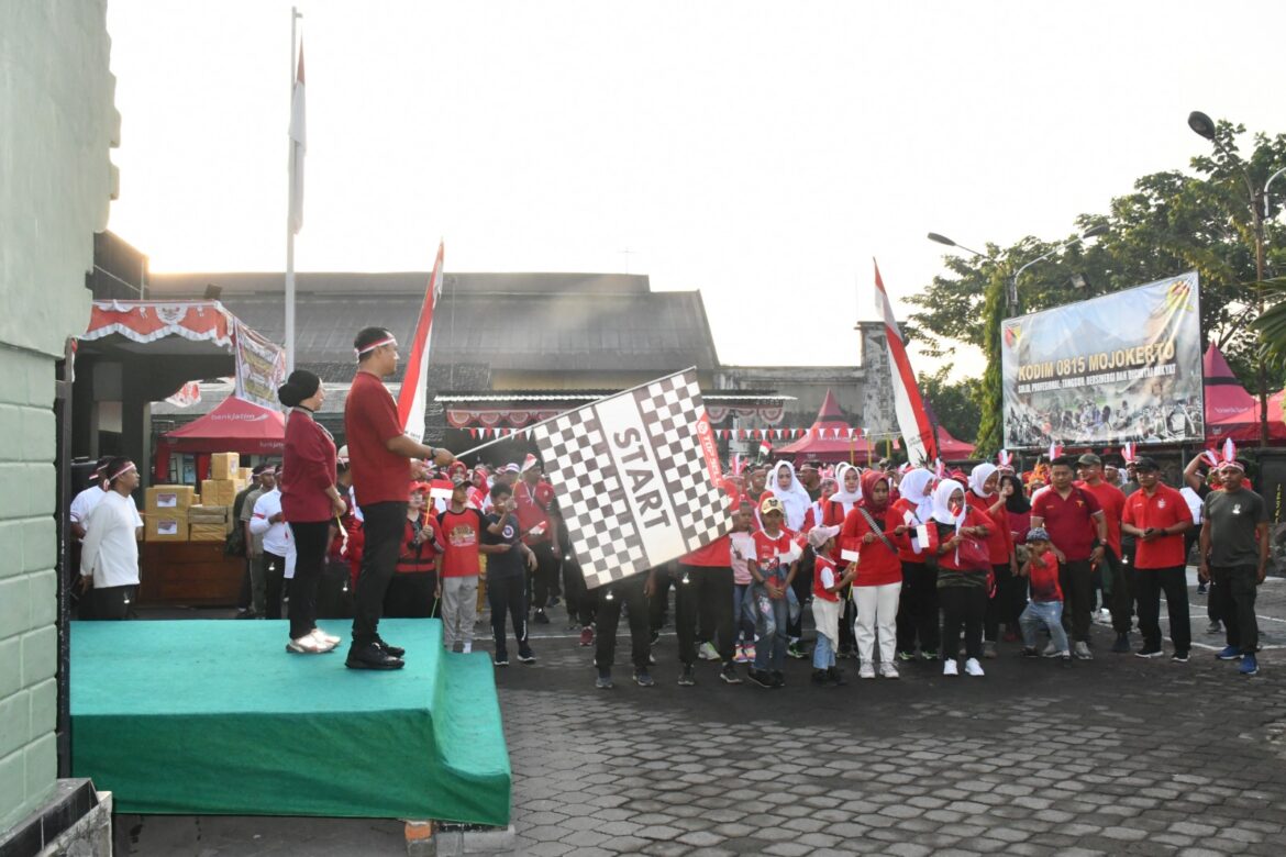 Semarakkan HUT Ke-78 Kemerdekaan RI, Kodim 0815/Mojokerto Gelar Jalan Sehat, Lomba Permainan Hingga Bazar