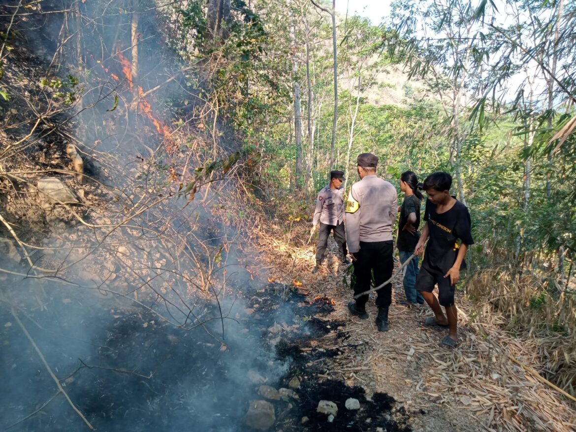 Polsek Dukupuntang Sigap Bantu Padamkan Karhutla di Desa Ujungberung Majalengka