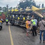 Olah TKP Sat Lantas Polres Tanggamus Kecelakaan Lalu Lintas di Pekon Sanggi