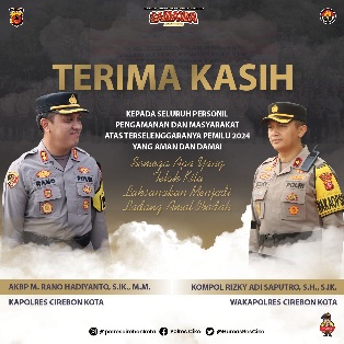 Pemilu di Kota Cirebon Berjalan Aman dan Damai, Kapolres Cirebon Kota Ucapkan Terimakasih Kepada Masyarakat dan Personel