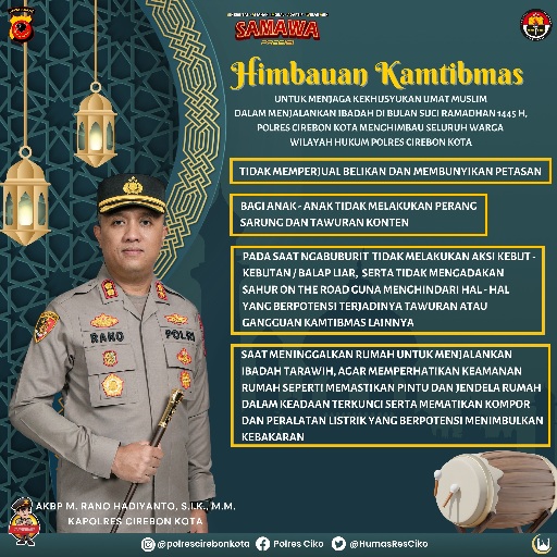 Polres Cirebon Kota Imbau Masyarakat Jaga Kamtibmas Saat Bulan Ramadhan