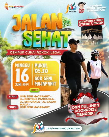 Jangan Lewatkan! Jalan Santai Hari Jadi ke-106 Kota Mojokerto, Ada Doorprize Umroh