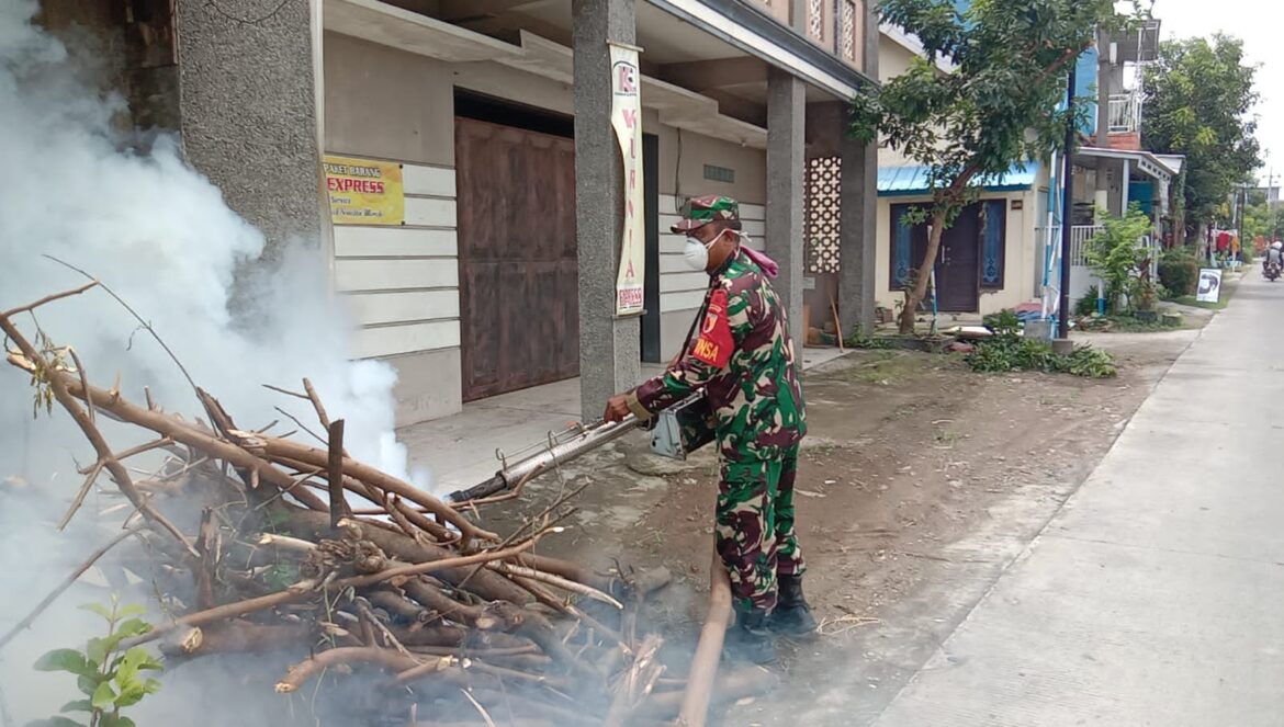 Fogging di Desa Brangkal, Danramil 0815/03 Sooko : Langkah Penting Cegah DBD